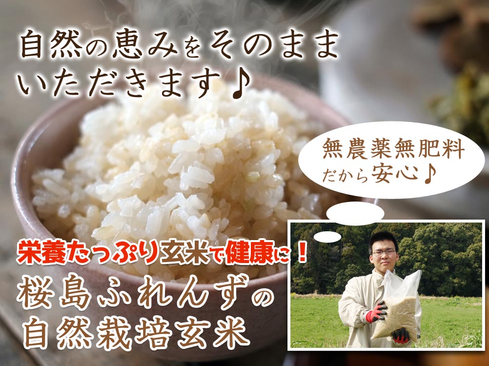 自然の恵みをそのままいただきます♪栄養たっぷり玄米で健康に!桜島ふれんずの無農薬、無肥料玄米
